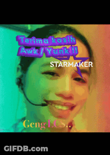 A Woman Wearing A Headset Says Terima Kasih Awk / Yunk !! Starmaker Geng Llcs GIF