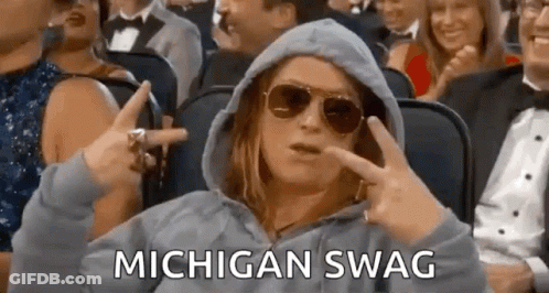 A Woman Wearing A Hoodie And Sunglasses Is Sitting In A Crowd Of People And Making A Peace Sign . GIF