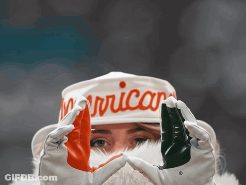A Woman Wearing A Hurricane Hat And Gloves Holds A Pair Of Gloves In Front Of Her Face GIF