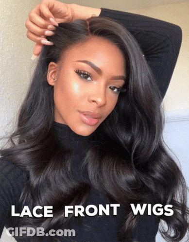 A Woman Wearing A Lace Front Wig Is Shown GIF