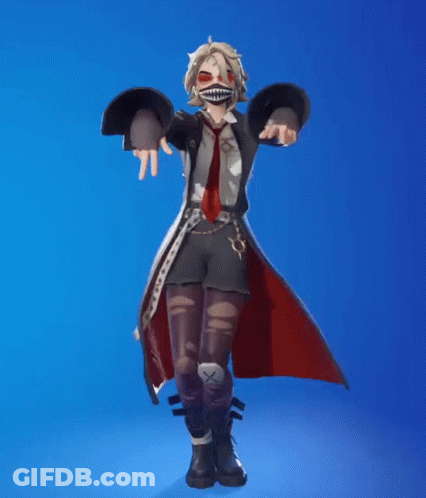 A Woman Wearing A Mask And A Hat Is Dancing On A Blue Background . GIF