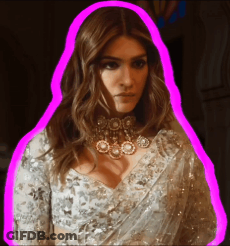 A Woman Wearing A Necklace And A White Top Is Surrounded By A Pink Border GIF