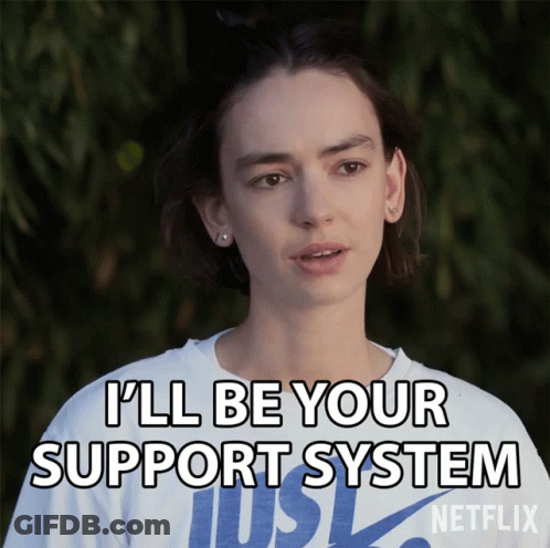 A Woman Wearing A Nike Shirt Says I 'Ll Be Your Support System Netflix GIF
