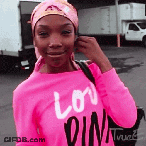 Woman Smiling In Pink Love Shirt GIF