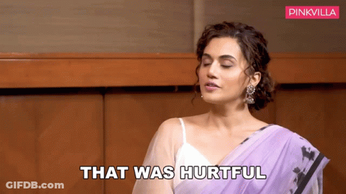 A Woman Wearing A Purple Saree Says That Was Hurtful GIF