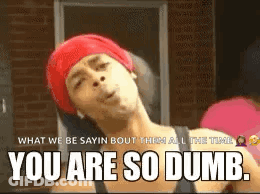 A Woman Wearing A Red Headband Is Making A Funny Face And Says You Are So Dumb . GIF