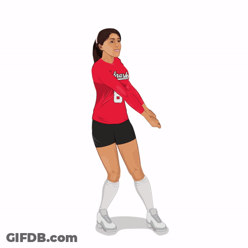 A Woman Wearing A Red Nebraska Shirt With The Number 8 On It GIF