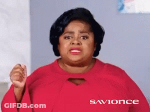 A Woman Wearing A Red Shirt That Says Savionce GIF