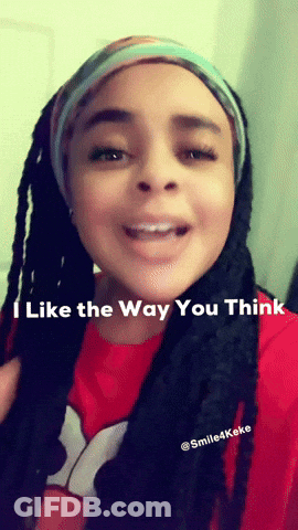 A Woman Wearing A Red Shirt With The Words I Like The Way You Think GIF