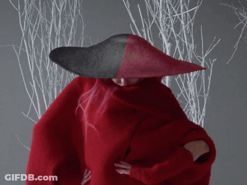 A Woman Wearing A Red Sweater And A Red Hat GIF
