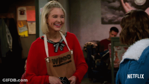 Woman In Red Sweater And Apron Wired GIF