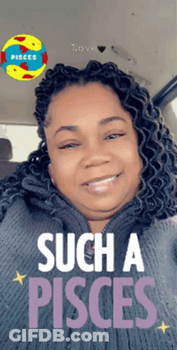 A Woman Wearing A Sweater With The Words Such A Pisces On It GIF