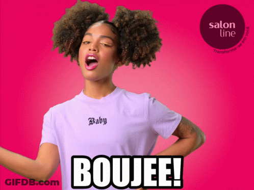 A Woman Wearing A T-Shirt That Says Baby Boujee On It GIF