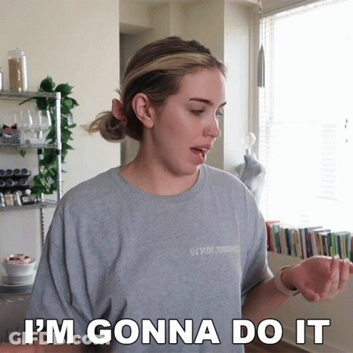 A Woman Wearing A T-Shirt That Says Wholesome Says I 'M Gonna Do It GIF