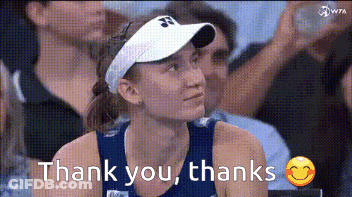 A Woman Wearing A Visor Says Thank You Thanks In Front Of A Crowd GIF
