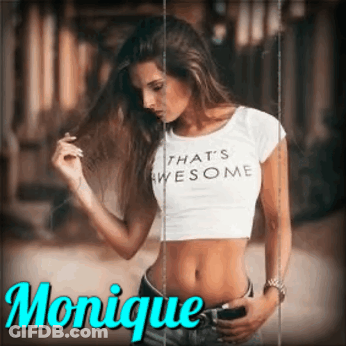 A Woman Wearing A White Crop Top That Says That 'S Awesome GIF