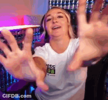 A Woman Wearing A White T-Shirt That Says Miss Ob GIF