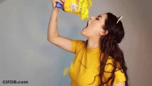 A Woman Wearing A Yellow Shirt That Says New Hood On It GIF