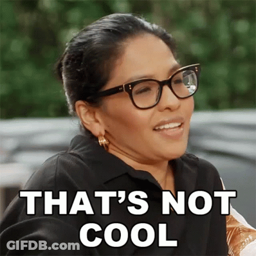 A Woman Wearing Glasses And A Black Shirt Says That 'S Not Cool GIF