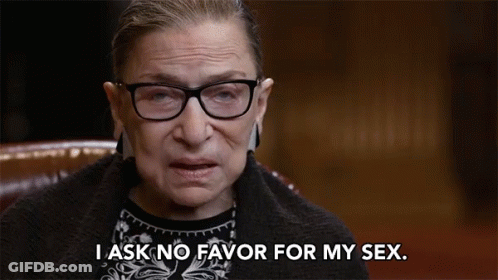 A Woman Wearing Glasses And A Black Sweater Says I Ask No Favor For My Sex GIF