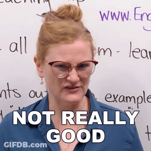 Woman In Glasses Blue Shirt Not Really Good GIF