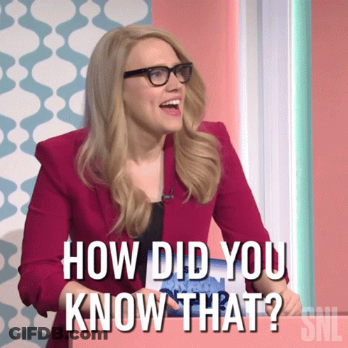 A Woman Wearing Glasses And A Pink Jacket Is Asking How Did You Know That GIF