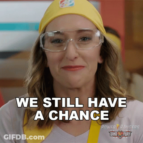 A Woman Wearing Glasses And A Yellow Headband Says " We Still Have A Chance " GIF
