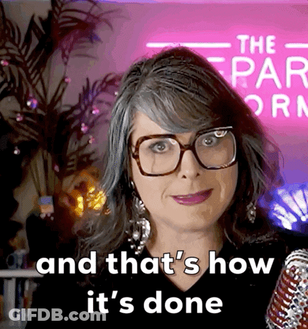 A Woman Wearing Glasses And Earrings Says And That 'S How It 'S Done GIF