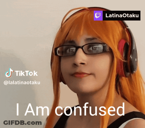 A Woman Wearing Glasses And Headphones With The Words I Am Confused Below Her GIF