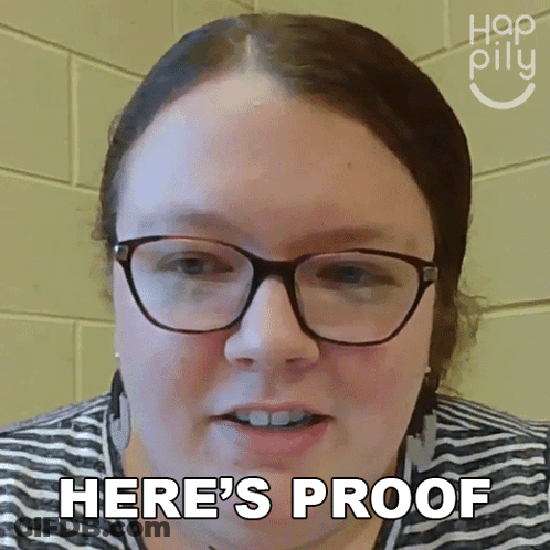A Woman Wearing Glasses Says " Here 'S Proof " GIF
