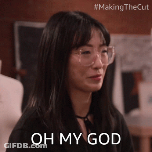 A Woman Wearing Glasses Says Oh My God In A Making The Cut Advertisement GIF