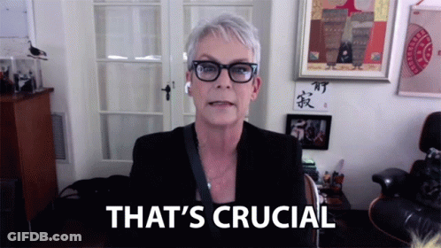 A Woman Wearing Glasses Says That 'S Crucial In A Room GIF
