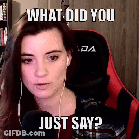 A Woman Wearing Headphones And A Red Gaming Chair Is Asking What Did You Just Say GIF