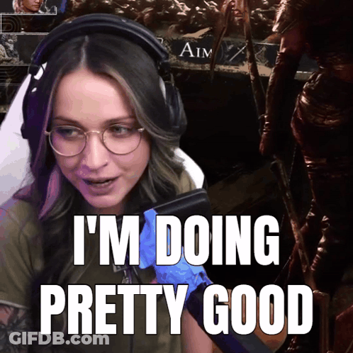 A Woman Wearing Headphones And Glasses Says " I 'M Doing Pretty Good " GIF