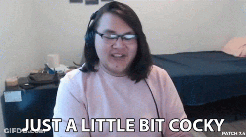 A Woman Wearing Headphones And Glasses Says Just A Little Bit Cocky GIF