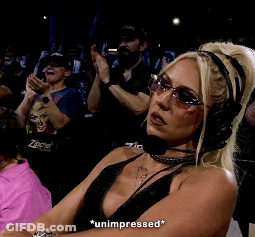 A Woman Wearing Headphones And Sunglasses Says Unimpressed GIF