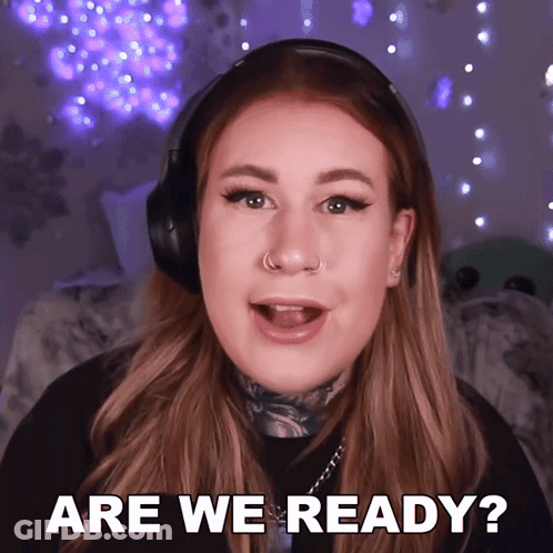 A Woman Wearing Headphones Is Asking If She Is Ready GIF