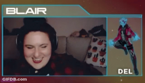 A Woman Wearing Headphones Is Sitting On A Couch And Says Blair I Hate GIF