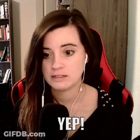A Woman Wearing Headphones Is Talking Into A Microphone And Says Yep . GIF