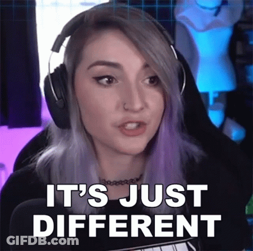 A Woman Wearing Headphones Says " It 'S Just Different " GIF