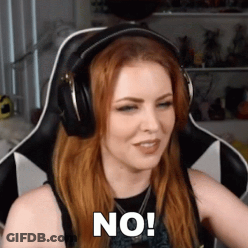 A Woman Wearing Headphones Says No In A Video GIF