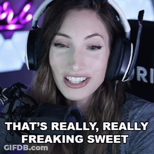 A Woman Wearing Headphones Stands In Front Of A Microphone And Says That 'S Really Freaking Sweet GIF
