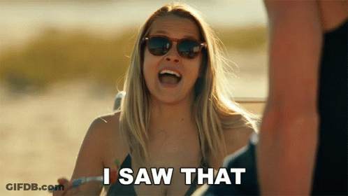 A Woman Wearing Sunglasses And A Bikini Says I Saw That GIF