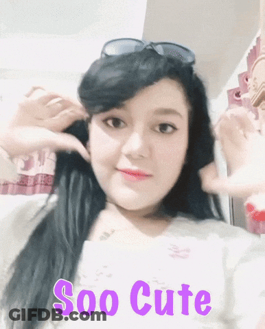 A Woman Wearing Sunglasses And A White Shirt With The Words Soo Cute On The Bottom GIF