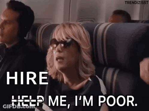 A Woman Wearing Sunglasses Is Sitting On A Plane And Saying Hire Help Me I 'M Poor . GIF