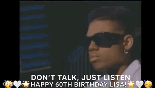 A Woman Wearing Sunglasses Says Do N't Talk Just Listen GIF