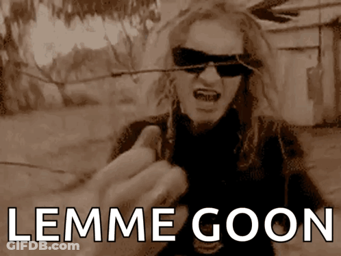 A Woman Wearing Sunglasses Says " Lemme Goon " In Front Of Her GIF