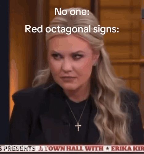 A Woman With A Cross Necklace Is On A Tv Show And Says " No One " GIF