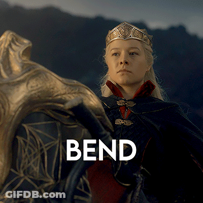 A Woman With A Crown On Her Head Is Holding A Shield And The Word Bend Is Below Her GIF