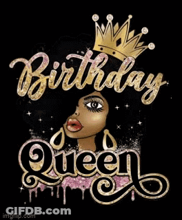A Woman With A Crown On Her Head Is Wearing A Birthday Queen T-Shirt . GIF